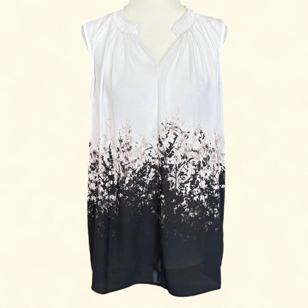 Simply Vera Vera Wang Black & White Ombré Floral Chiffon Sleeveless Blouse